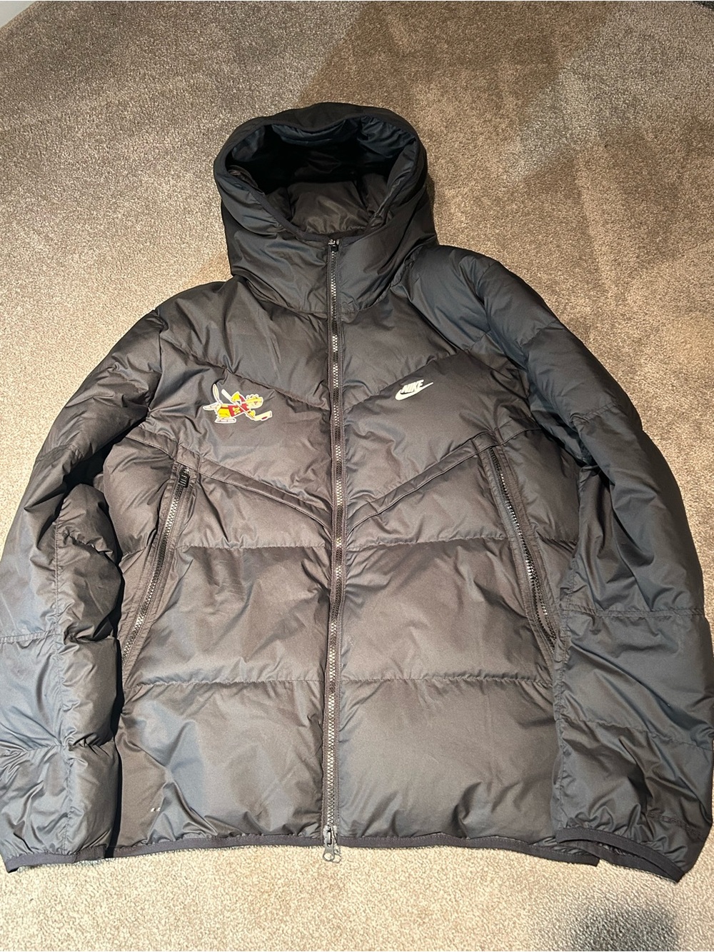 Nike Black Quilted Puffer Jacket with Embroidered Logo